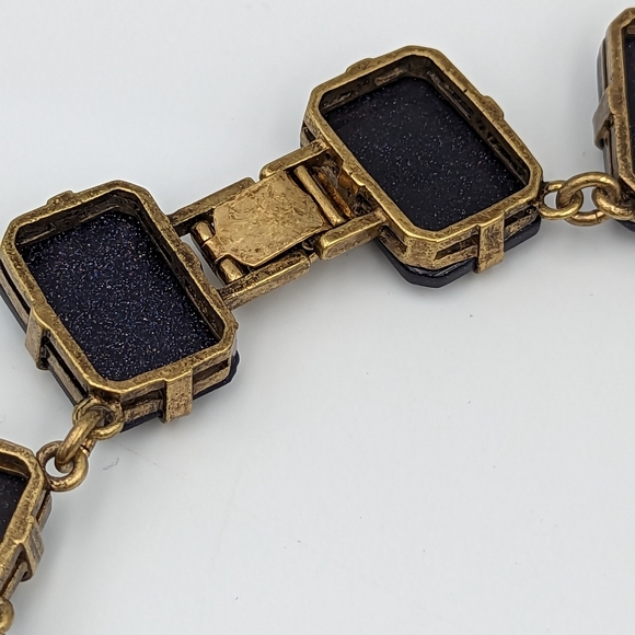 Huge Blue Goldstone Venetian Glass Haute Couture Runway RIVIERE NECKLACE - Picture 11 of 14